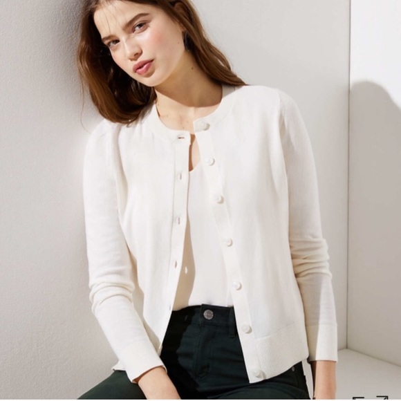 LOFT Sweaters - Loft white button up cardigan